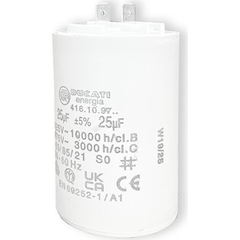 Condensateur de Démarrage et Permanent pour Moteur Électrique - 425V à 475V - Compatible Nettoyeur Haute Pression - Pompe à Eau - Compresseur - Tolérance ±5 % - Qualité Professionnelle - 25 uF - (1/5)