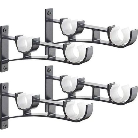 Support de Rideau en Aluminium – Ensemble de 4 Pièces Robustes, Double Tringle, Design Moderne et Installation Facile pour Salon et Chambre (1/4)