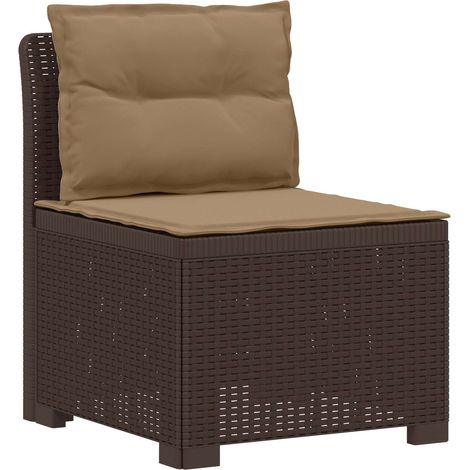 1-Seater Garden Sofa with Cushions Rattan Look PP Brown vidaXL (1/5)