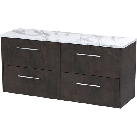 Winshill Contemporary 4 Drawer Wall Hung Vanity Unit with Laminate Worktop, 1200mm