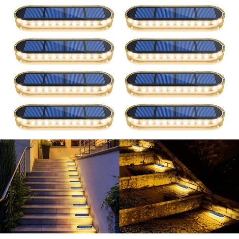 Lampe Solaire Exterieur Jardin, Lampe Solaire Exterieur, Lumière Blanche 5700K LED Spot Solaire Exterieur Avec Auto On/Off Lampadaire Exterieur IP68 Etanche Solaire Luminaire Exterieur, 4 pcs (1/5)