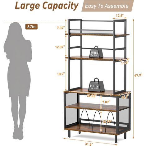 Record Player Stand with Vinyl Storage, Turntable Stand Holds Up to 400+ Albums, 5-Tier Large Record Table with CD Racks & Vinyl Display for Living Room, Bedroom (1/5)