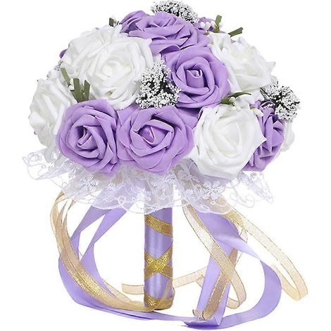 Bouquet de mariée violet, pour décoration, 1 pièce, usage mariage. (1/2)