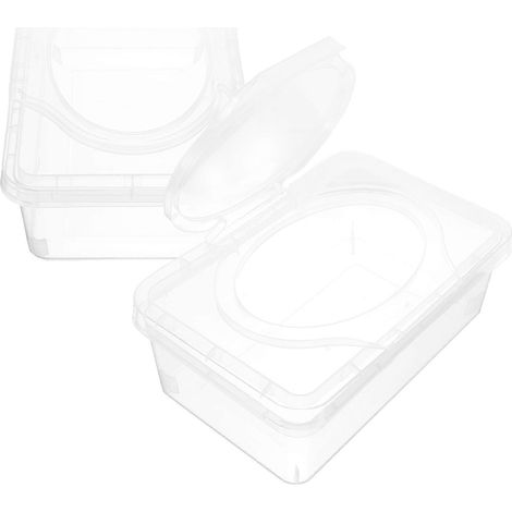 Boîte distributrice de lingettes (lot de 2) pour lingettes bébé, boîte de rangement pour mouchoirs et serviettes avec couvercle (1/5)