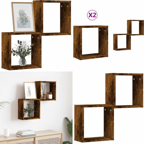 vidaXL Würfelregale 2 Stk. Räuchereiche 30x15x30 cm (1/5)