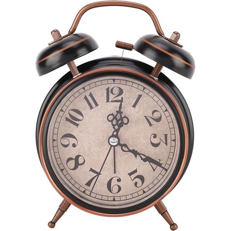 Réveil rétro 4in Horloge de bureau avec veilleuse Double cloche jumelle pour un usage domestique (1/5)