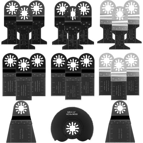 Lame de Scie Oscillante, 21PCS Mixte Outil Multi-Usage Kit, avec Accessoires de Universel Outil Multifonction Oscillant à Libération Rapide pour Coupe General Multi-Tool (Gris) (1/5)