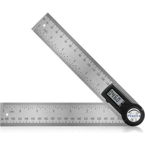ZOLGINAH Règle D'angle Numérique,  Rapporteur, Mesure de Longueur 400 mm et d'Angle en Acier Inoxydable avec Maintien, Zéro et Grand Ecran LCD, Système Mm/Inch, pour le Travail du Bois, Construction