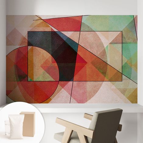 Newroom Tapete Dekorative Vliestapete mit Kleber Modern für Wohnzimmer Schlafzimmer  Geometrische Abstraktion 104x70 cm (1/5)