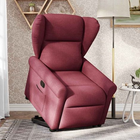 Maison Exclusive - Sillón reclinable elevable tela rojo tinto