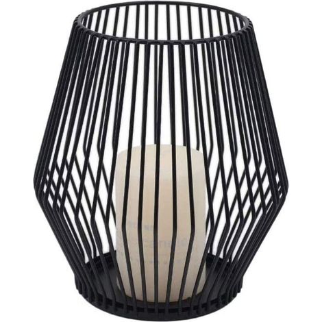 Portacandele decorativo vintage in filo metallico nero opaco, ideale per eventi, feste e matrimoni sia al chiuso che all'aperto. - Crezuo