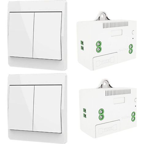 Interrupteur d'éclairage auto-générant sans fil, interrupteur à radiofréquence et récepteur de relais, contrôleur avec fusible, interrupteur cinétique sans batterie (Kit 2 voies 2 clés) (1/5)