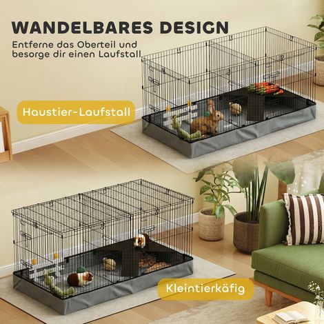 Cage 2-en-1 pour hamster russe, enclos pour rongeurs nains, base en textile, plateformes, échelle, noir (1/4)