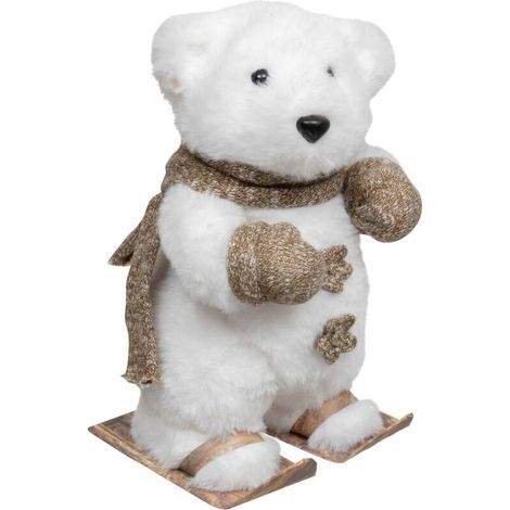 Déco de Noël Ourson sur Ski avec gants et écharpe H 23 cm - Feeric Christmas (1/2)