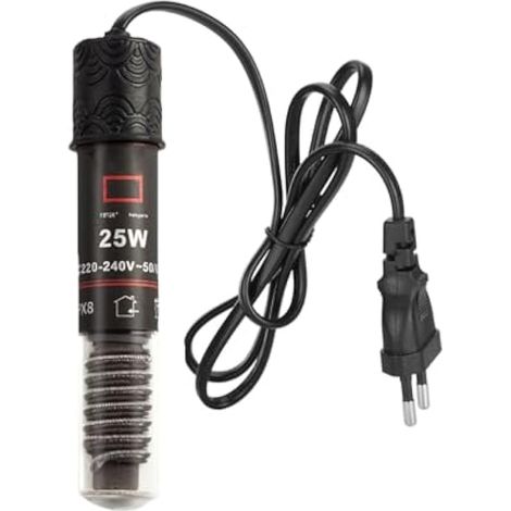 Mini chauffage thermostatique de 25 W pour aquariums d'eau douce et d'eau de mer de petite taille, avec cordon d'alimentation de 39 cm. (1/5)