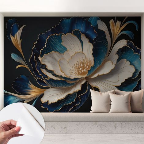 Selbstklebend Tapete - abwaschbar - Raumgestaltung Schlafzimmer Wohnzimmer Tapete Blumenmuster 208x146 cm (1/5)