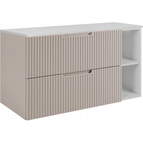 Waschtischunterschrank VENA - 80 cm - Kashmir Weiß - Riffelfronten - Soft Close