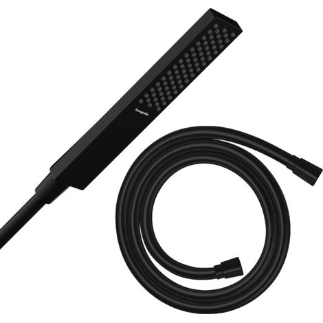 Pommeau de douche HANSGROHE Pulsify E 100 EcoSmart noir mat + flexible de douche 1,60 m HANSGROHE Isiflex noir mat