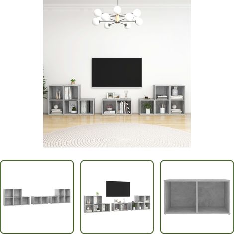 Meuble tv classique - Ensemble de meubles TV 8 pcs Gris béton Bois d'ingénierie (1/5)