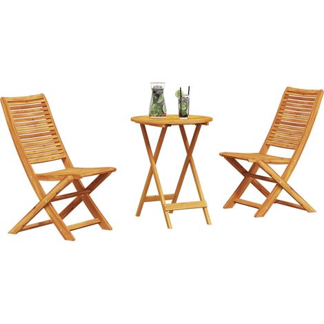 Maison Exclusive - Ensemble bistro pliant 3 pcs Marron Bois d'Acacia Massif