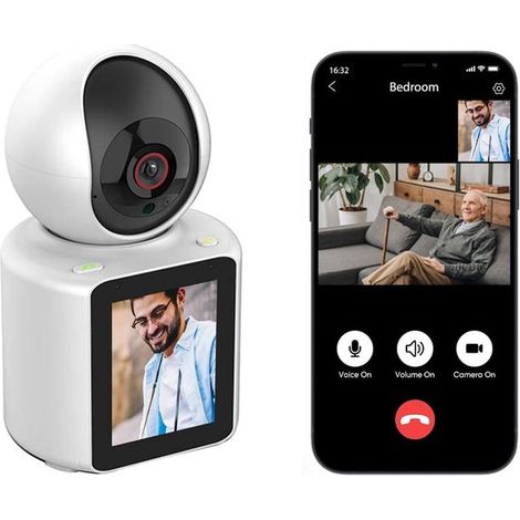Telecamera bidirezionale per animali domestici con schermo HD da 2,8 pollici, videocamera per videochiamate 1080P, adatta per la sicurezza interna, dispositivo di sicurezza per babysitter, cani e neon (1/5)