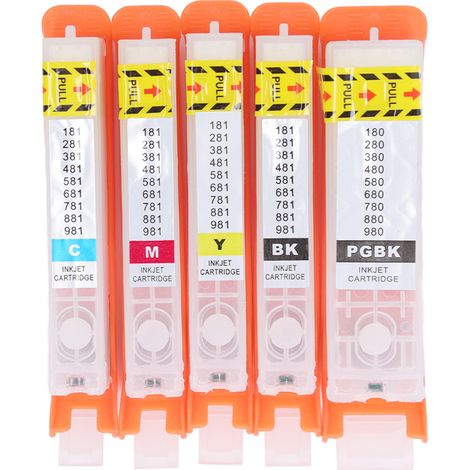 Cartouches d'encre réutilisables PGBK BK CMY à fonctionnement fluide avec puce permanente 580 581