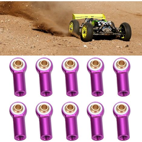 10 pièces Douille à Rotule en Aluminium M3, Tête à Billes Métallique pour Suspension de Voiture RC 1/10 AXIAL SCX10 - Violet (1/5)