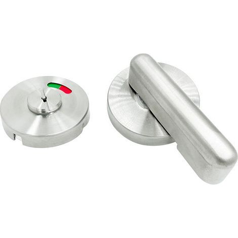 Serrure de porte de salle de bain, loquet avec indicateur de position libre/occupée, finition nickel satiné (1/4)