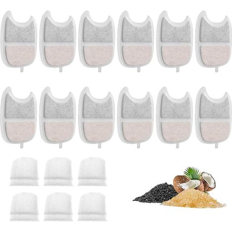 24 Packs Fontaine à Fleur Filtres pour Chat, Filtre à Charbon 12 pièces et Une éponge en Mousse 12 pièces pour pour Chat 4l avec détecteur de Mouvement YPD-C004 avec la résine et Charbon Actif (1/5)