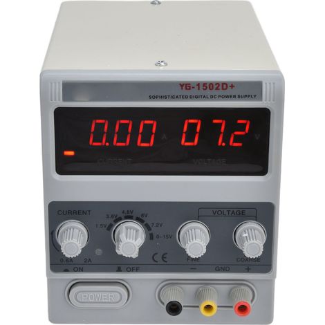 Alimentation DC Réglable 3 Chiffres 15V 2A 1502D+ Bloc de Laboratoire de Test DIY (Prise UE 220V) (1/5)