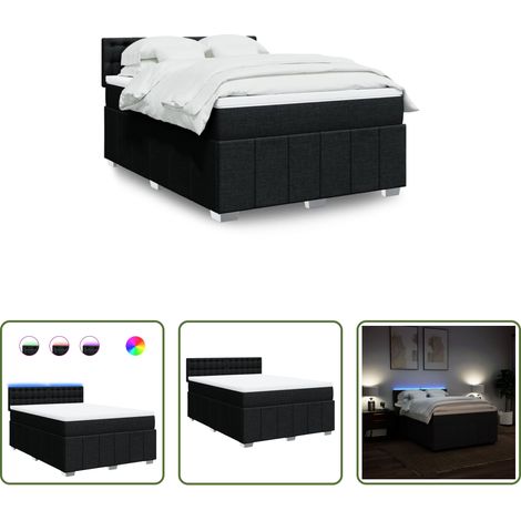 Matelas à ressorts ensachés - Sommier à lattes de lit avec matelas Noir 140x200 cm Tissu (1/5)