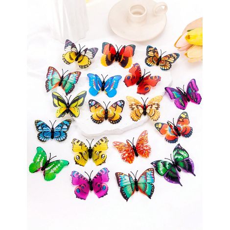 Ensemble de 18 clips à cheveux 3D brillants en faux papillons multicouches, couleurs variées, barrettes polyvalentes, coiffures douces et élégantes pour femmes, ambiance romantique (1/4)