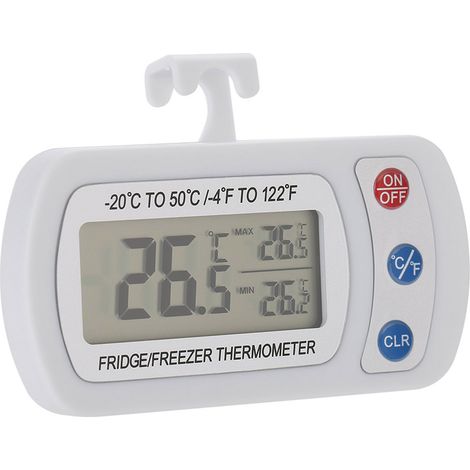 Thermomètre numérique LCD pour réfrigérateur/congélateur avec grand écran et support/crochet réglable (1/5)