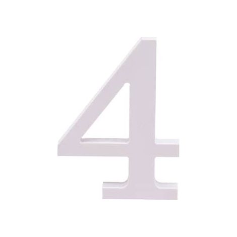 Numero 4 madera decorativo 11 cm  Blanco (1/3)