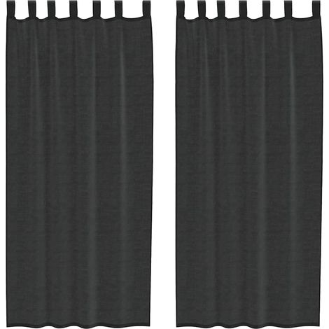 Maison Exclusive - Voile Vorhänge mit Lasche 2 Stk. Schwarz (1/5)