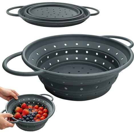 28 cm passoire retractable camping cuisine silicone pliable (1/5)