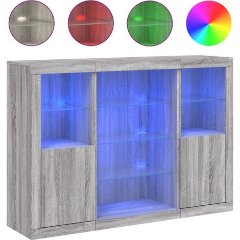 Maison Exclusive - Aparador con luz LED 3 pzas madera de ingenier (1/5)