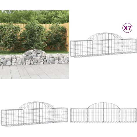 Paniers à gabions arqués 7 pcs 200x30x40/60 cm Fer galvanisé - Panier Gabion - Mur Gabion - Clôture Gabion - Décoration Jardin - Barrieres Jardin - Home & Living (1/5)