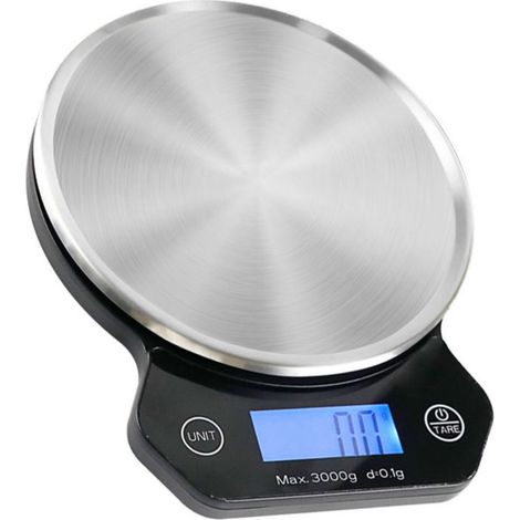 Digitale Küchenwaage – 1 g bis 6 kg – Tara-Funktion – Batterien enthalten – Edelstahl/Schwarz (1/5)