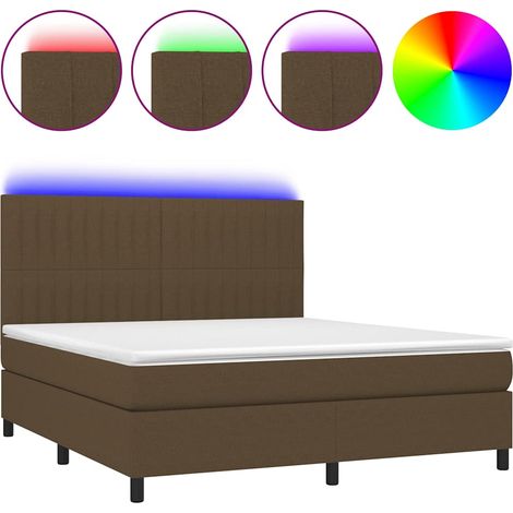 Maison Exclusive - Sommier à lattes de lit matelas et LED Marron foncé 160x200 cm (1/5)