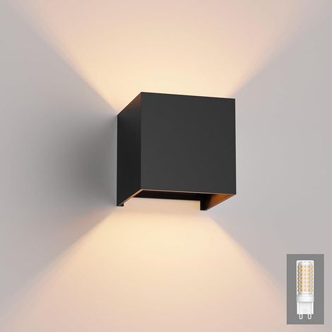 9W Appliques Murales Interieur/Exterieur, Nior Lampe Murale LED Blanc Chaud 3000K Moderne Applique Murale pour Chambre Maison Couloir Salon (G9 LED ampoule Inclure) (1/5)