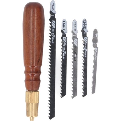 Wooden Saw Handle with 5PCS Replacement Sawblades Detachable Non Slip Handle for Woodworking and Garden Projects (1/5)