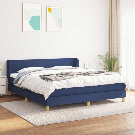 Lit double pour adulte Moderne - Lit à sommier tapissier avec matelas Bleu 180x200 cm Tissu BV730725 - BonneVie (1/5)