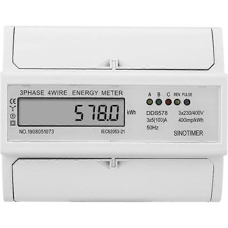 DDS578 Wattstundenzähler mit LCD-Anzeige, 3-phasig, 4-adrig, 7P, 380 V, elektrischer Leistungszähler