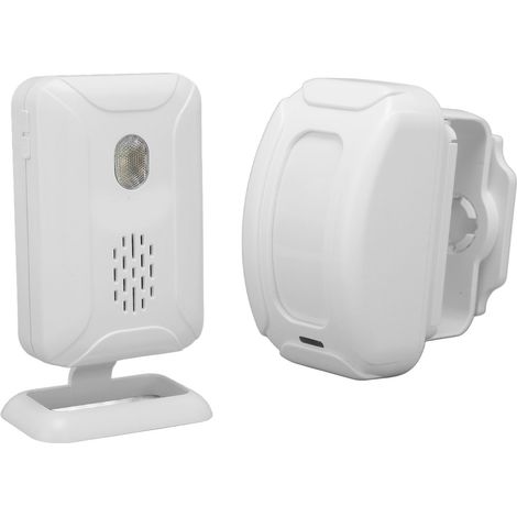 Sonnette sans fil avec détecteur de mouvement, indicateur LED et volume réglable - alarme d'entrée pour commerces ou villas