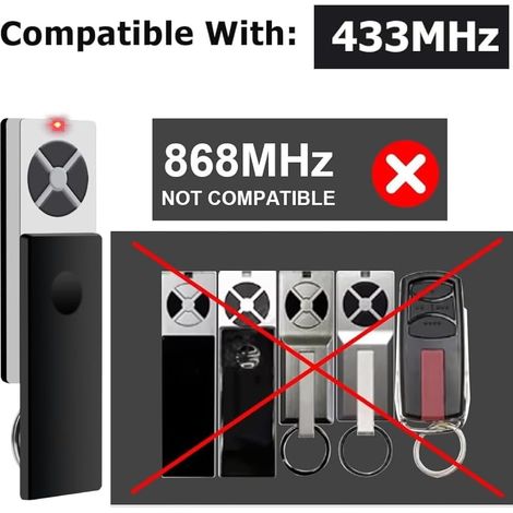 Set of 2 Chamberlain compatible garage door opener remote controls for TX2EV TX4EV TX2EVS TX4EVS TX2REV TX4REV TX4UNI TX4UNI TX4RUNI TX4UNIS, 4 channels, 433.92 MHz (1/3)