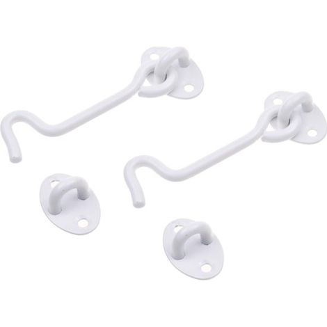 Lot de 2 loquets de porte avec vis pour fenêtres, garages, granges, portes coulissantes, blanc, crochets de fenêtre, 100 mm, acier inoxydable (1/4)