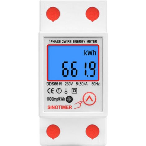 Sous compteur électrique monophasé, certifié MID, 45A max modulaire, Simple tarif, Affichage LCD (1/5)