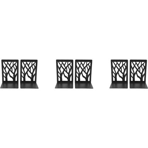 Serre-livres pour livres lourds, support de bibliothèque décoratif, serre-livres en métal noir (lot de 3), supports de livres, butées de livres (1/5)