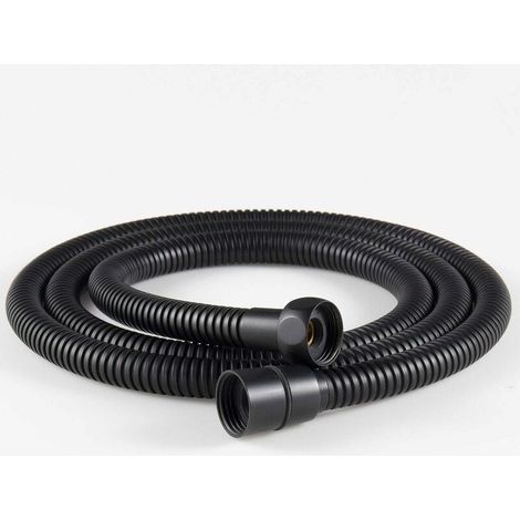 Flexible de douche en acier inoxydable de 1,5 m (1 pièce), raccords en laiton, flexible anti-torsion pour pommeau de douche - Noir